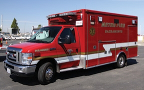 The front bumper of the Crimson Fire unit has a preconnected 1-3/4-inch hoseline and plenty of reflective striping to make the vehicle more noticeable when it's working in traffic.