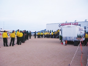 Next to an out-of-service ambulance is the first-due engine that caught Gruening’s eye.