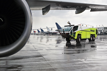 (1) Oshkosh makes the Striker ARFF vehicle with upper, bumper, and under turrets, as well preconnected crosslays in trays.