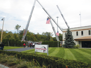 These four aerial devices are being "flown" behind Greenwood's Sales & Administration building 