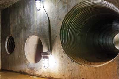 8 Shown is one of two underground confined space training vaults with three connecting tubes of different sizes