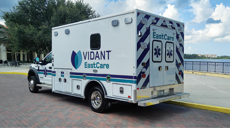 REV Group built three Road Rescue Ultramedic 4x2 ambulances for Vidant Health’s Vidant EastCare, North Carolina, on Ford F-550 chassis with pass-through long bodies. (Photos courtesy of Atlantic Emergency Solutions.)  