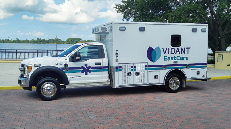 The Road Rescue rigs for Vidant EastCare are powered by 6.7-liter turbo diesel engines and have a 193-inch wheelbases, overall lengths of 25 feet three inches, and overall heights of nine feet five inches. 