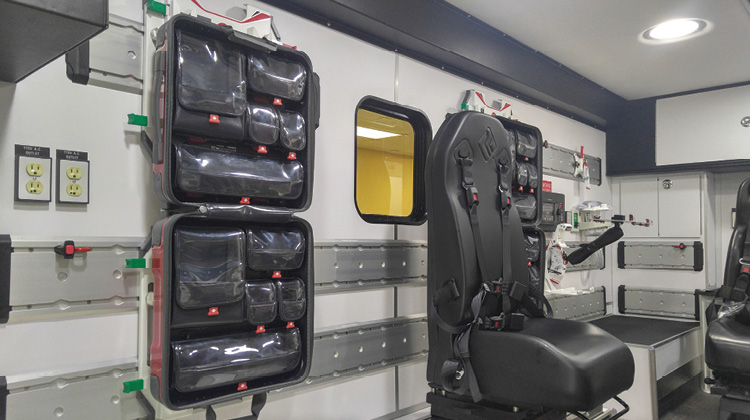 Vidant Health had REV Group install Ferno’s iNTRAXX Integrated Vehicle Component System™ on all the interior walls of the Road Rescue ambulances.