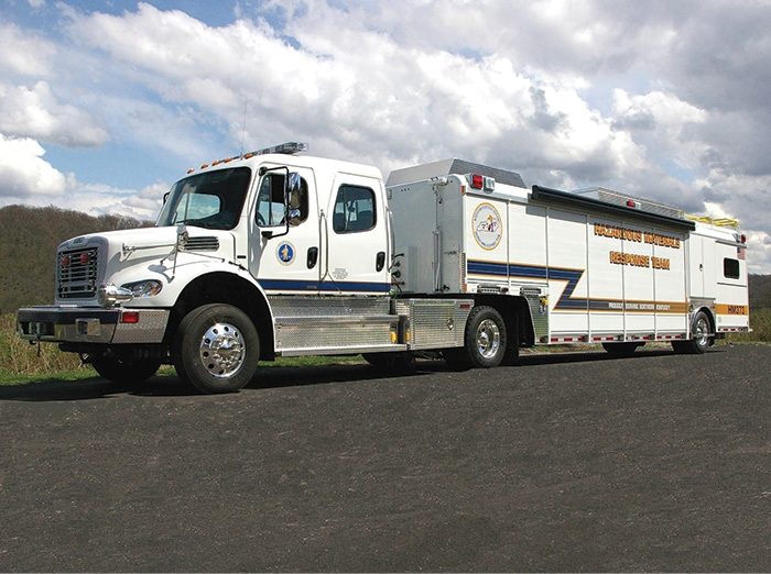 Summit Fire Apparatus built this CBRNE hazmat tractor and trailer for the Hamilton County (OH) Hazardous Materials Response Team. (Photo courtesy of Summit Fire Apparatus.)