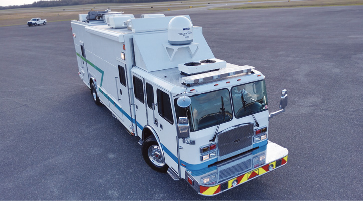 Aramco Saudi Arabia had E-ONE build this command truck on a custom chassis. Note the multiple access doors on the curb side.