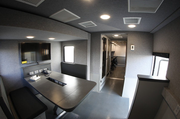 Part of the interior of the Aramco Saudi Arabia command truck built by E-ONE.