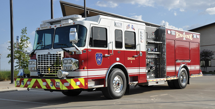 Spartan ER—Forney (TX) Fire/Rescue pumper. Metro Star LFD cab and chassis; Cummins X15 505-hp engine; Waterous CSU 1,500-gpm pump; Pro Poly 750-gallon polypropylene tank; 30-gallon foam cell; FoamPro 2001 single-agent foam system. Dealer: Ryan Snowden, Metro Fire Apparatus Specialists, Houston, TX.