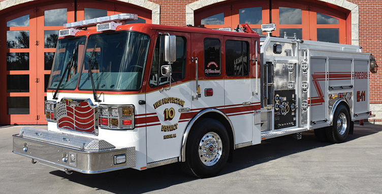 Ferrara—Livingston Parish Fire Protection District #10, Holden, LA, pumper. Cinder cab and chassis; Cummins ISL9 450-hp engine; Waterous CSU 1,500-gpm pump; 1,000-gallon polypropylene water tank; 20-gallon foam cell; FoamPro 1600 single-agent foam system; Whelen scene lights. Dealer: Brad Williamson, Ferrara Fire Apparatus, Holden, LA.