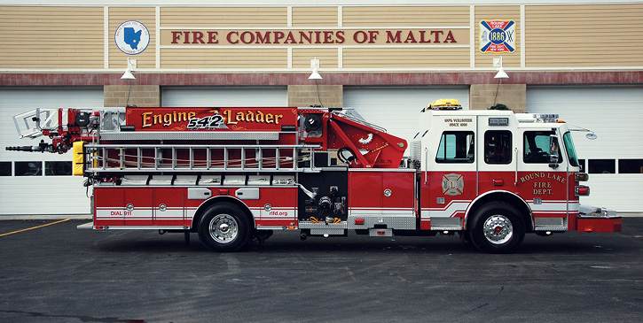 The ladder signage mounted on EL-542 aerial ladder shows the company pride in its apparatus