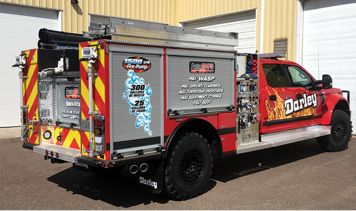 W.S. Darley & Co. has developed the MaxWASP Type 6/quick-attack pumper with a Darley 1,500-gpm PSMC pump, 300-gallon water tank, 25-gallon integral foam tank, and Darley AutoCAFS 1 system. 