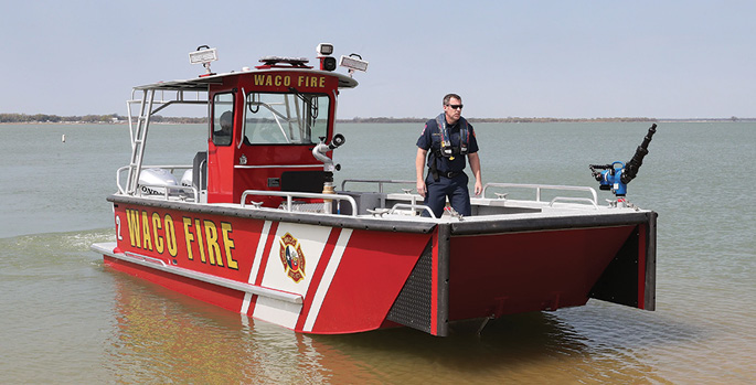 Lake Assault—Waco (TX) Fire Department fireboat and rescue craft