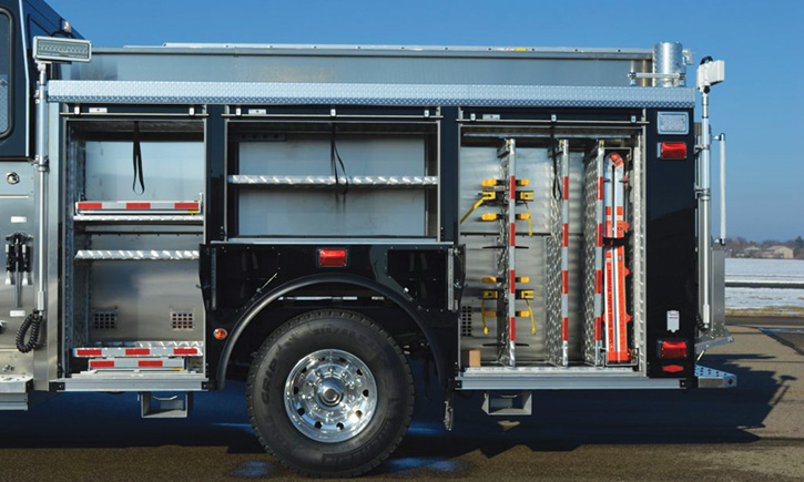 The rig’s large driver-side compartments.