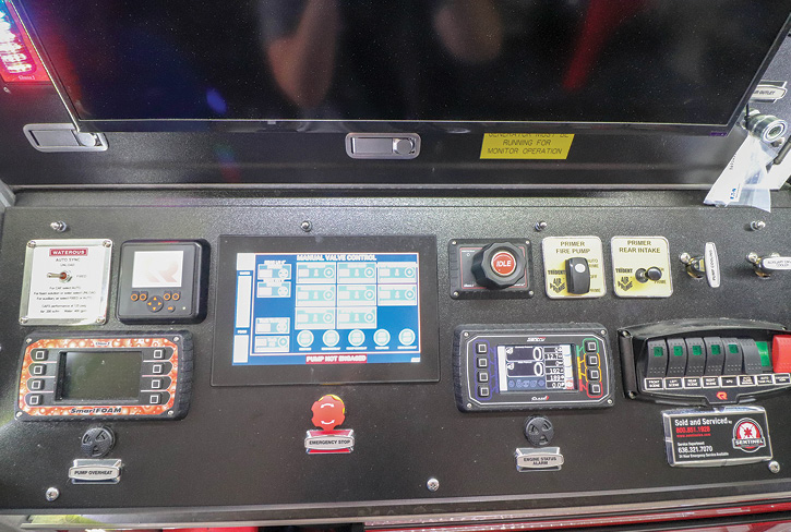 A closeup of the SAM Control System on the rear-mount rescue-pumper.