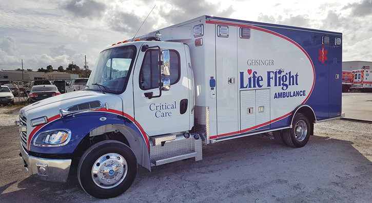 This critical care transport ambulance was built by Road Rescue for Geisinger Life Flight (PA).