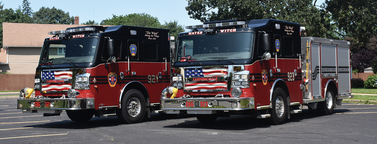 The twin Rosenbauer Commander pumpers for the Farmingdale (NY) Fire Department. (Photos by author.)