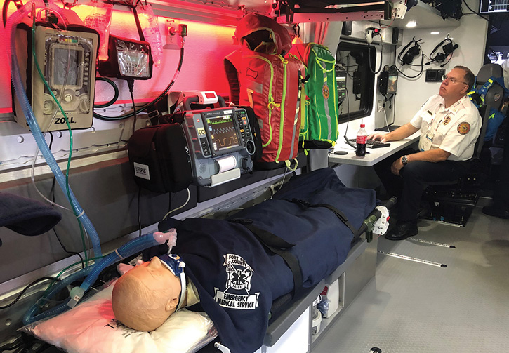 The interior of the South Bend County, Texas, MPV during a multicasualty incident demo.