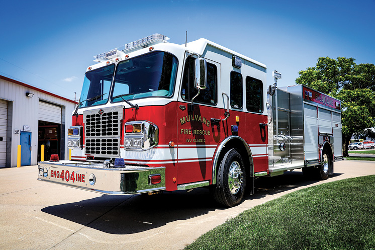 Another Kansas Toyne delivery by Weis went to Mulvane Fire Rescue. It has a top-mount 1,500-gpm pump and a 1,000-gallon tank on a Spartan chassis with double high side compartments and slide-in ladder storage at the rear.