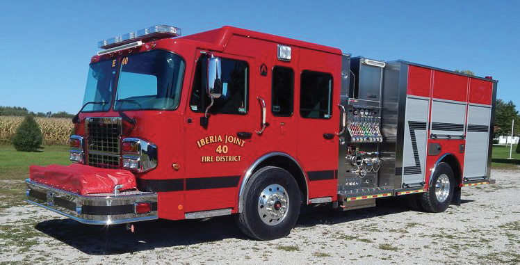 Alexis—Iberia (OH) Joint Fire District pumper. Spartan Metro Star cab and chassis; Cummins L9 400-hp engine; Waterous CX 1,500-gpm pump; 1,000-gallon polypropylene water tank; heavy-duty stainless-steel body and subframe; Ziamatic electrically controlled ladder rack. Dealer: Jeff Huber, 911 Fleet & Fire, Florence, KY.