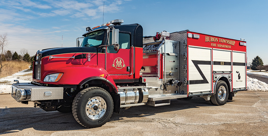 Spencer Manufacturing—Huron Township Fire Department, New Boston, MI, pumper. Kenworth T470 cab and chassis; Paccar PX9 400-hp engine; Hale Qmax XS 1,500-gpm pump; UPF Poly 1,000-gallon water tank; Dealer: Kodiak Emergency Vehicles, Grand Ledge, MI.