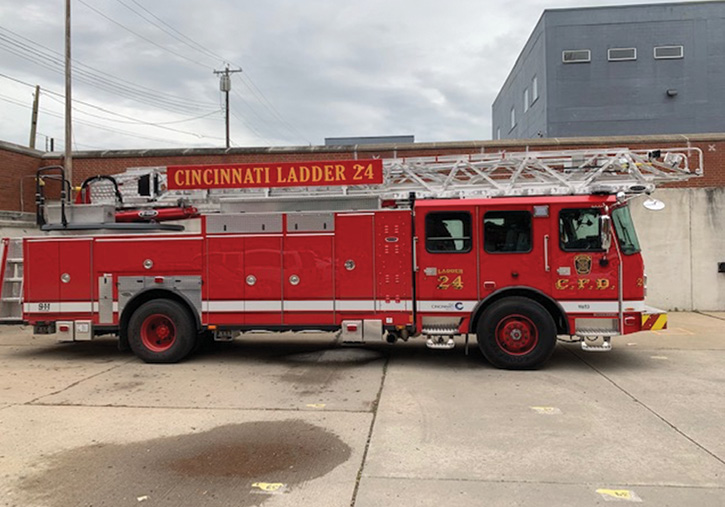 The Cincinnati Metro 100 aerial ladders are powered by Cummins 500-hp ISX12 engines and Allison 4000 EVS automatic transmissions.