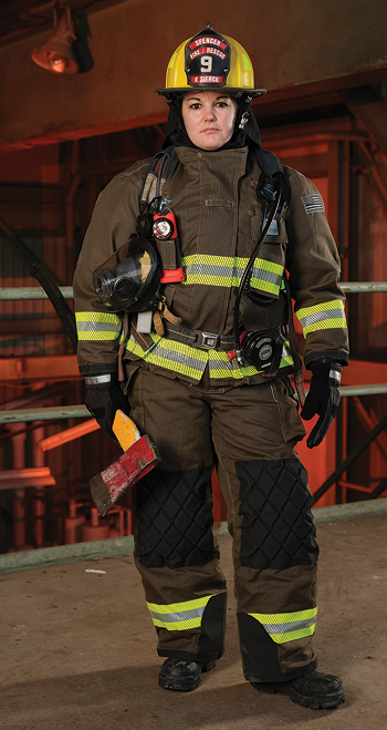 Veridian makes turnout gear specifically designed for women in its Velocity (shown), Vanguard, and Valor lines.