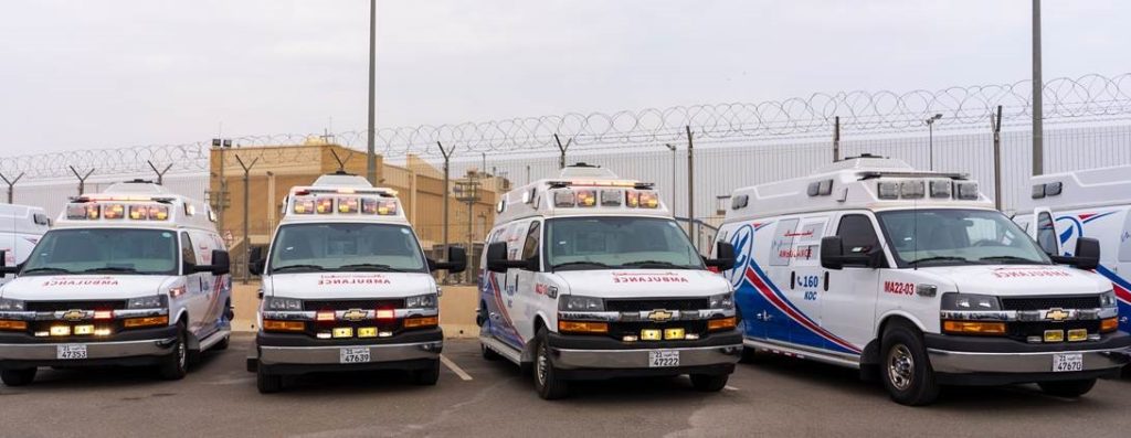 Wheeled Coach ambulances lined up