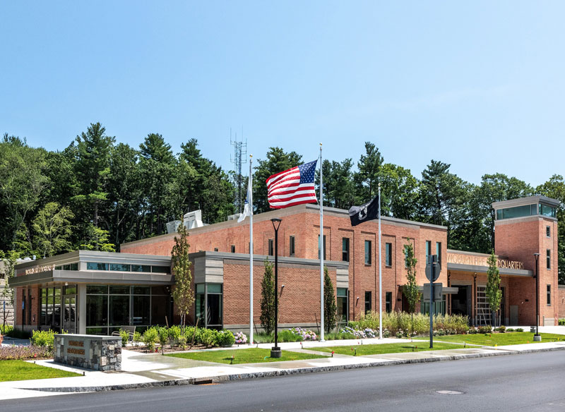 Wendel/Mitchell Architects Associates designed this three-bay headquarters station for Woburn (MA) Fire Department. (Photos courtesy of Wendel/Mitchell Architects Associates)