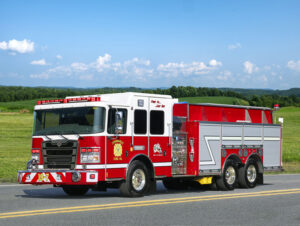 HME Ahrens-Fox built this pumper-tanker for Johnsonville (NY) Fire Department on an AF1 chassis and MFDxl cab with a 12 inch-raised roof, powered by a 450-hp Cummins L9 diesel engine and an Allison 3000 EVS automatic transmission. (Photos 1-5 courtesy of HME Ahrens-Fox)