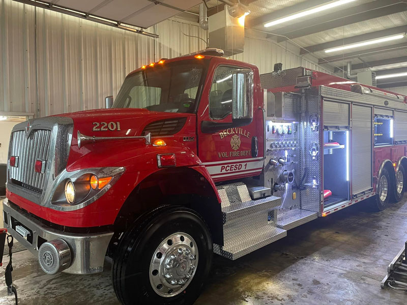 The new tanker is a 2023 International built by Deep South Fire Trucks. (Source: Beckville VFD Facebook page)